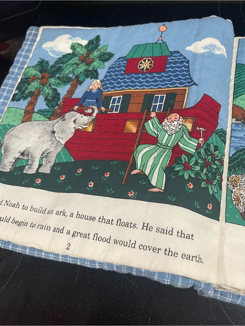 Vintage Kids Toddler Noah's Ark Soft Book Fabric Bible Christmas Gift Present